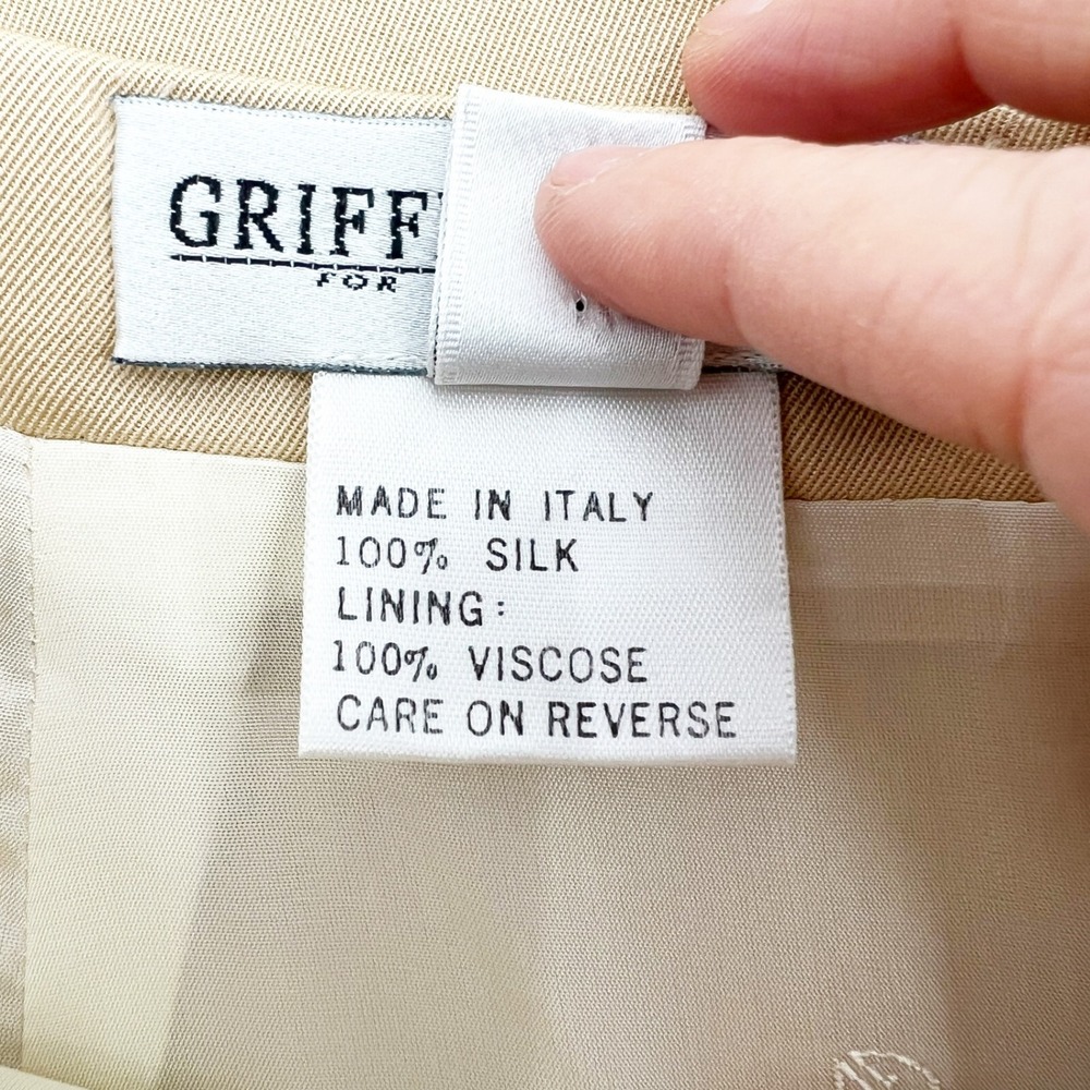 Griffith Gray for St. John Beige 100% Silk Pencil Skirt Made in Italy Size 8 - Picture 5 of 5